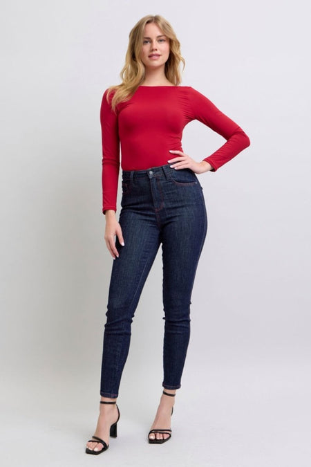 Judy Blue Full Size Heart Shaped Back Pockets Skinny Jeans - S. M. & Co.