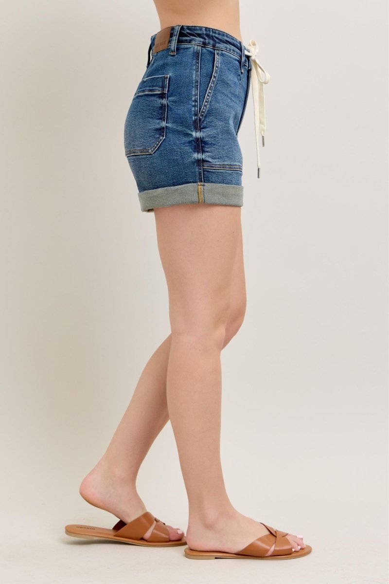 Judy Blue Full Size High Rise Cuff Denim Shorts Plus Size - S. M. & Co.