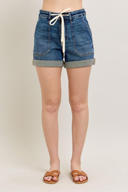 Judy Blue Full Size High Rise Cuff Denim Shorts Plus Size - S. M. & Co.