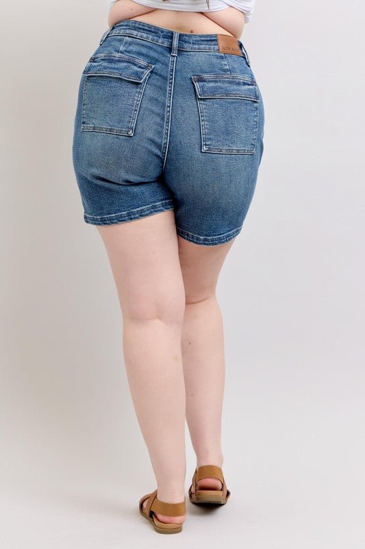 Judy Blue Full Size High Rise Denim Shorts Plus Size - S. M. & Co.