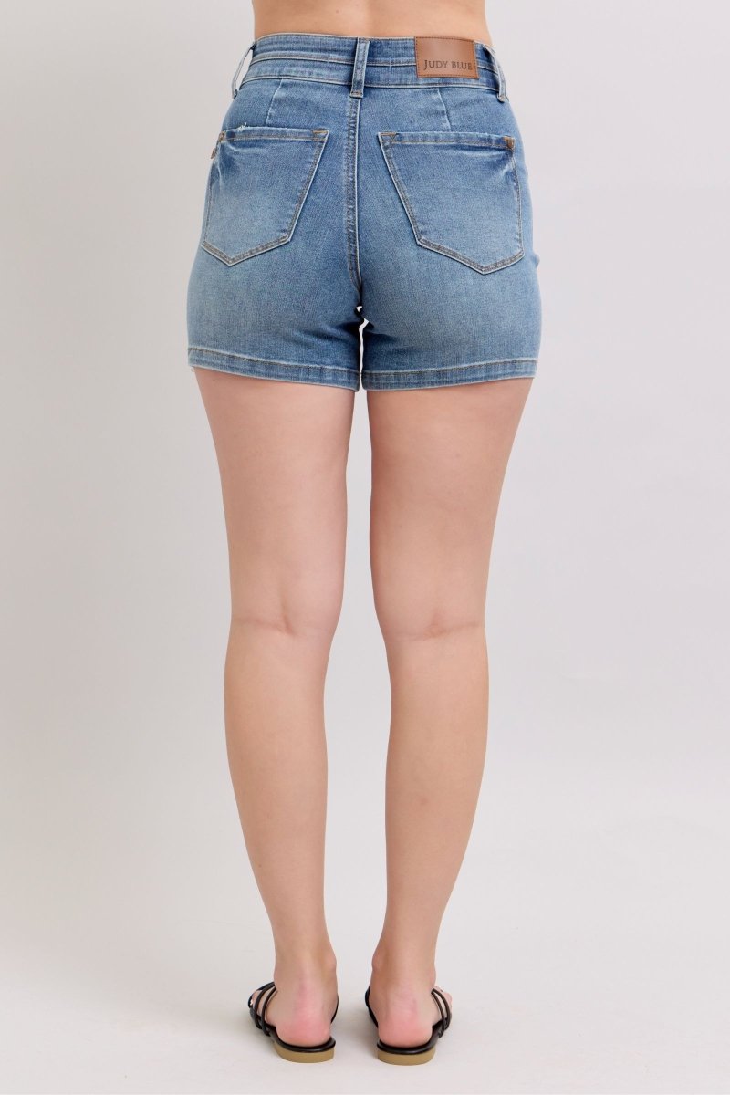 Judy Blue Full Size High Rise Tummy Control Denim Shorts Plus Size - S. M. & Co.