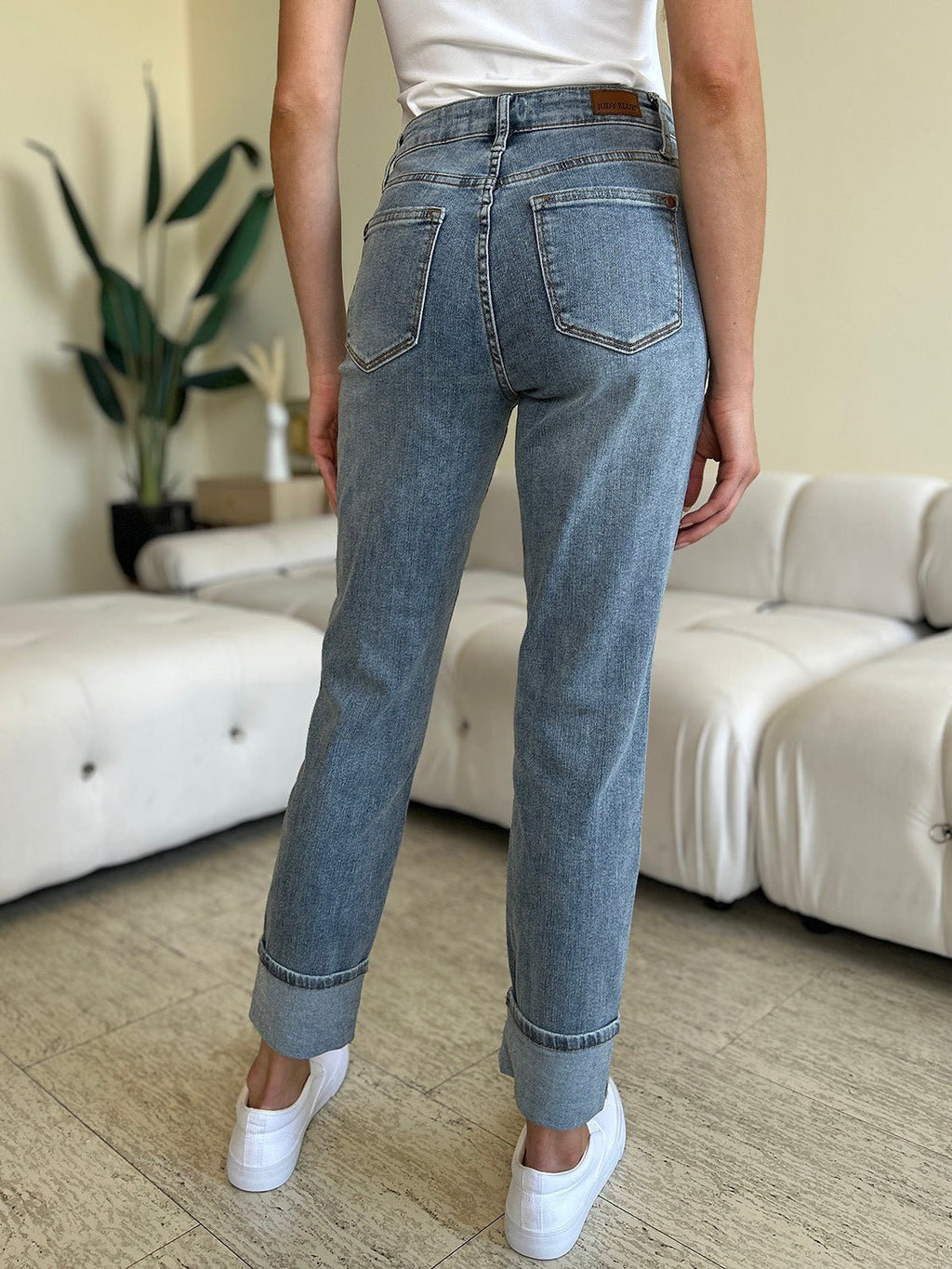 Judy Blue Full Size High Waist Cuff Hem Skinny Jeans - S. M. & Co.