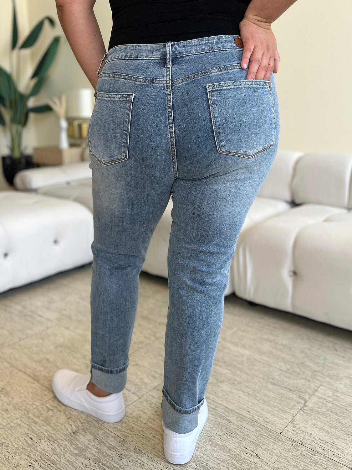 Judy Blue Full Size High Waist Cuff Hem Skinny Jeans - S. M. & Co.