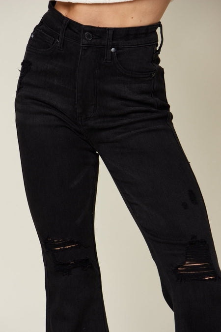 Judy Blue Full Size High Waist Distressed Flare Jeans - S. M. & Co. Jeans