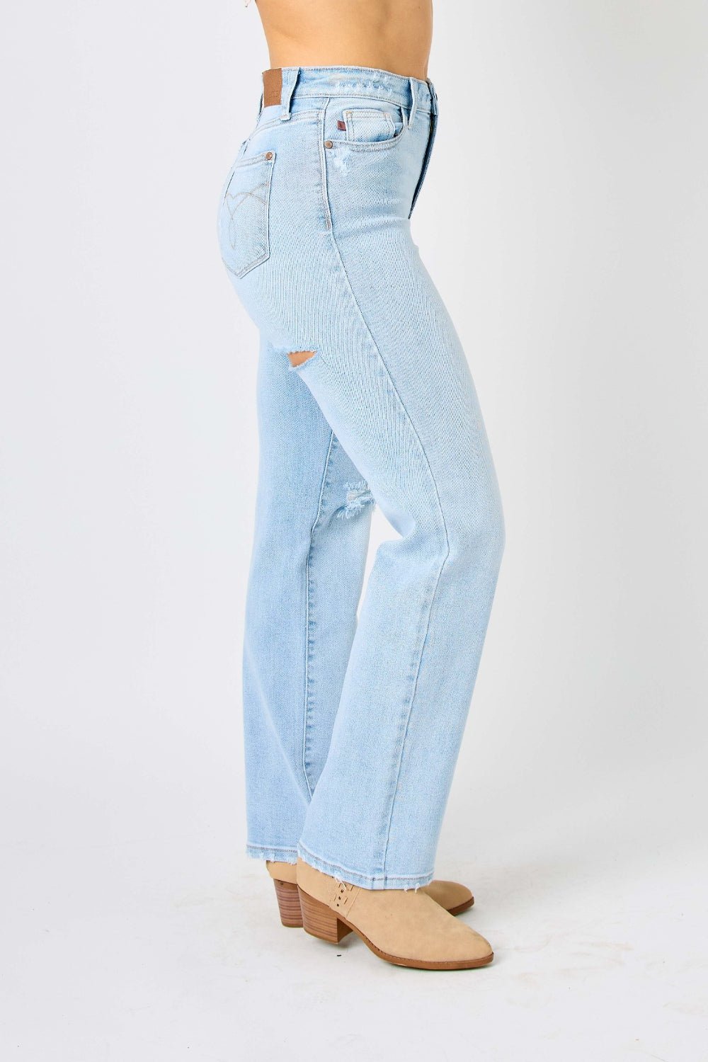 Judy Blue Full Size High Waist Distressed Straight Jeans - S. M. & Co. Denim Jeans