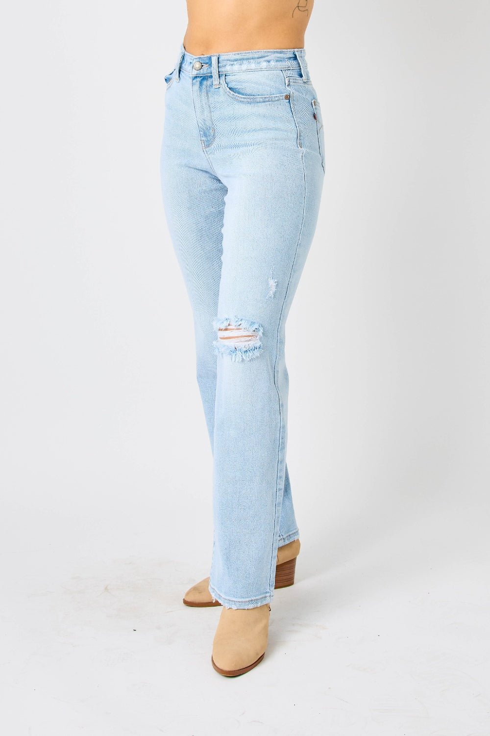 Judy Blue Full Size High Waist Distressed Straight Jeans - S. M. & Co. Denim Jeans