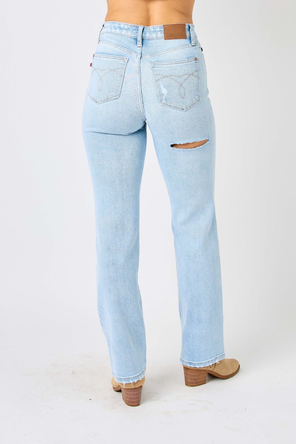 Judy Blue Full Size High Waist Distressed Straight Jeans - S. M. & Co. Denim Jeans