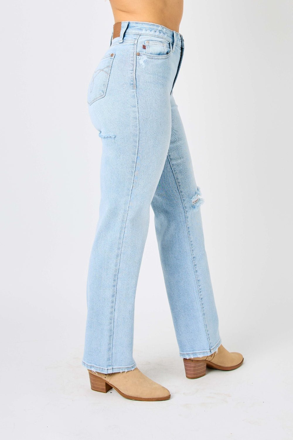 Judy Blue Full Size High Waist Distressed Straight Jeans - S. M. & Co. Denim Jeans