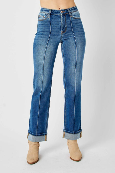 Judy Blue Full Size High Waist Front Seam Detail Straight Jeans - S. M. & Co.