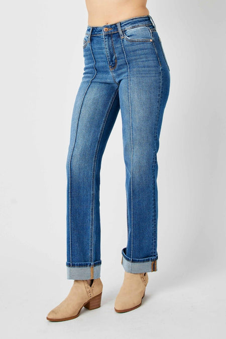 Judy Blue Full Size High Waist Front Seam Detail Straight Jeans - S. M. & Co.