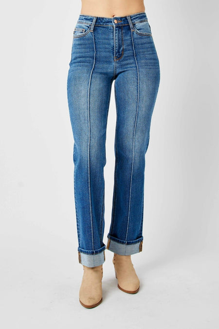 Judy Blue Full Size High Waist Front Seam Detail Straight Jeans - S. M. & Co.