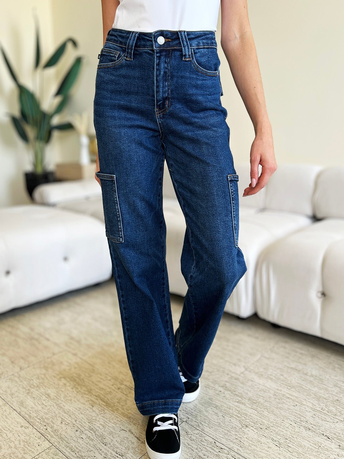 Judy Blue Full Size High Waist Straight Cargo Jeans - S. M. & Co.