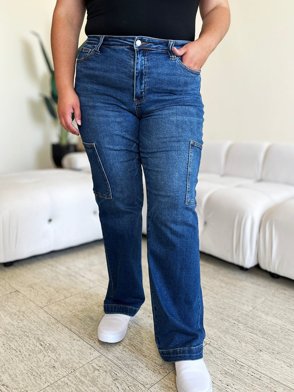 Judy Blue Full Size High Waist Straight Cargo Jeans - S. M. & Co.