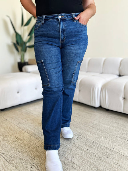 Judy Blue Full Size High Waist Straight Cargo Jeans - S. M. & Co.