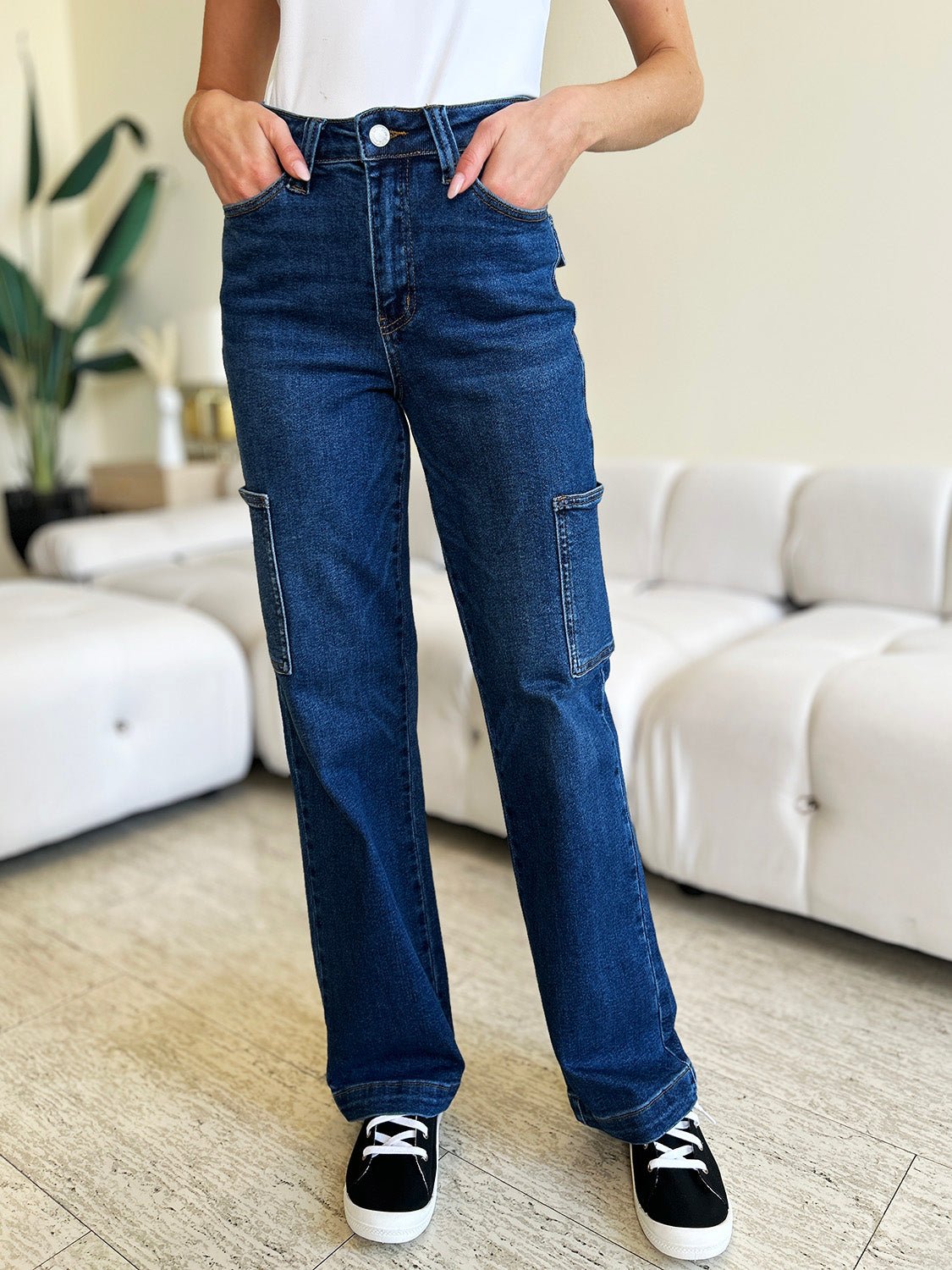 Judy Blue Full Size High Waist Straight Cargo Jeans - S. M. & Co.