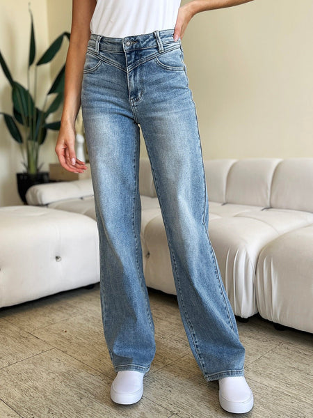 Judy Blue Full Size High Waist Wide Leg Jeans - S. M. & Co.