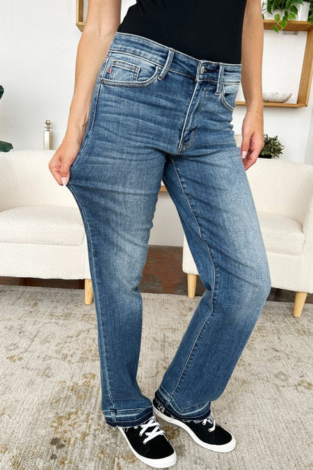 Judy Blue Full Size Mid Rise Release Hem Jeans - S. M. & Co. Hem Jeans