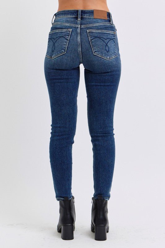 Judy Blue Full Size Mid - Rise Waist Skinny Jeans with Pockets - S. M. & Co.