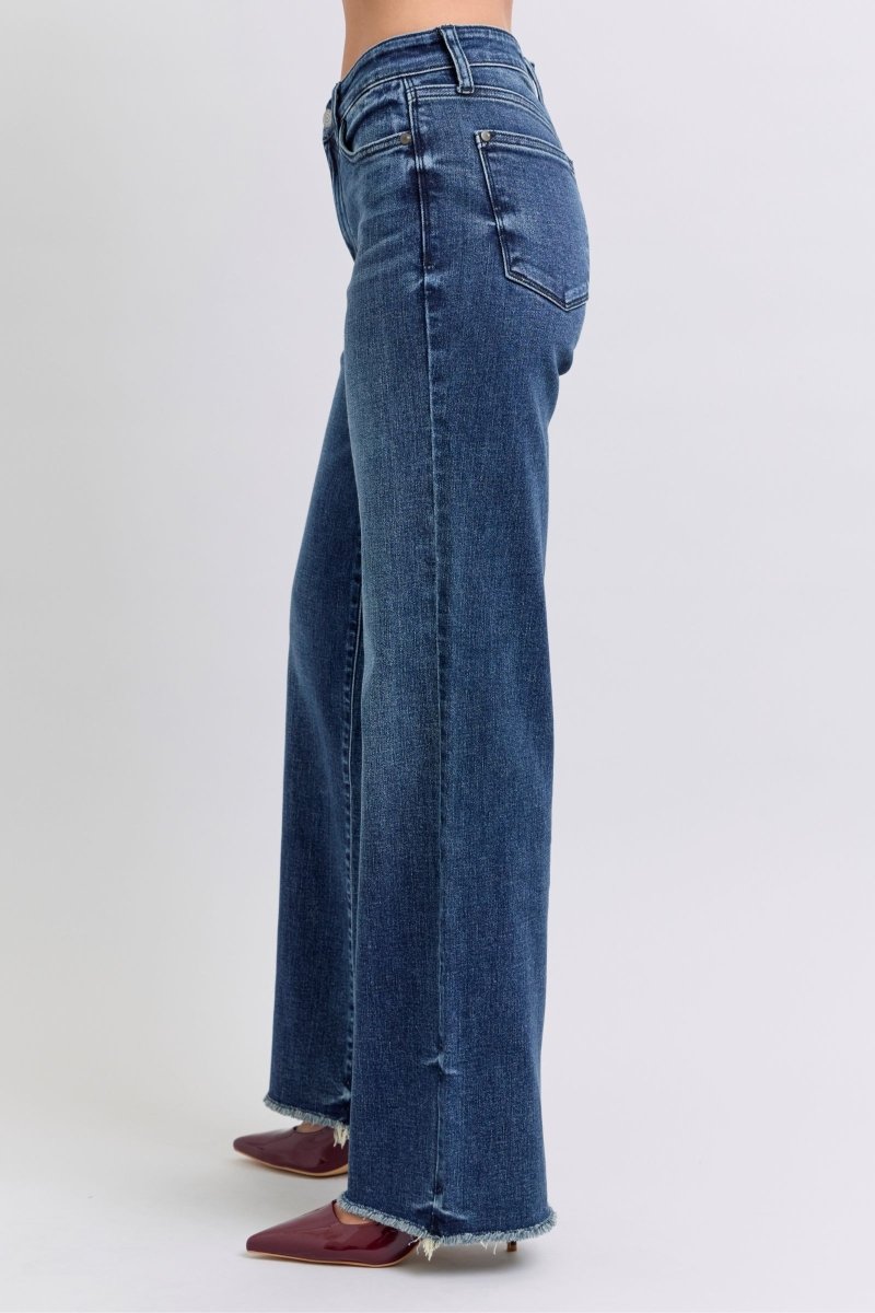 Judy Blue Full Size Raw Hem Mid Rise Jeans - S. M. & Co.