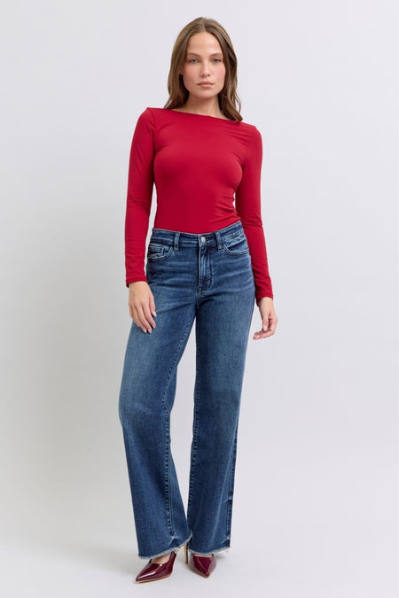 Judy Blue Full Size Raw Hem Mid Rise Jeans - S. M. & Co.