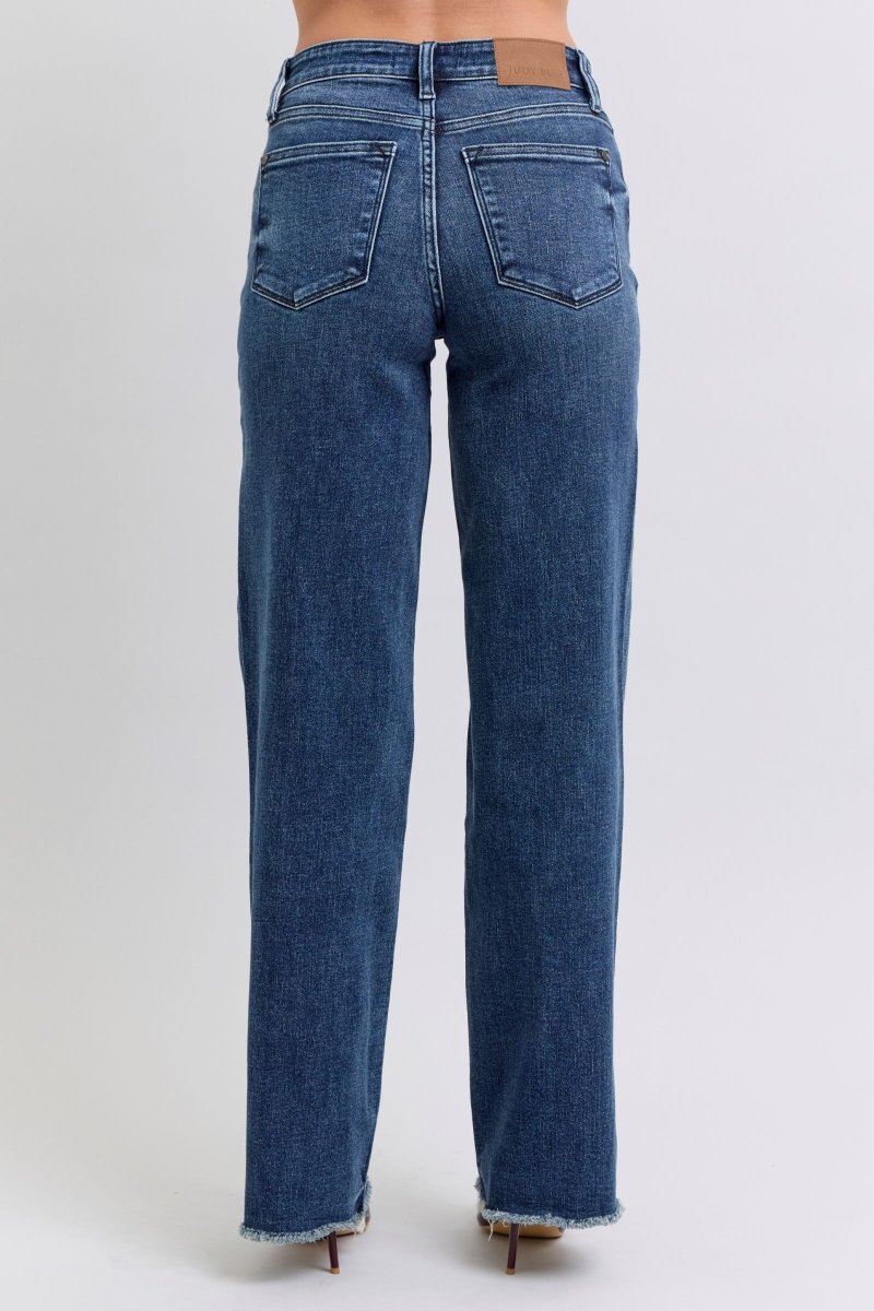 Judy Blue Full Size Raw Hem Mid Rise Jeans - S. M. & Co.