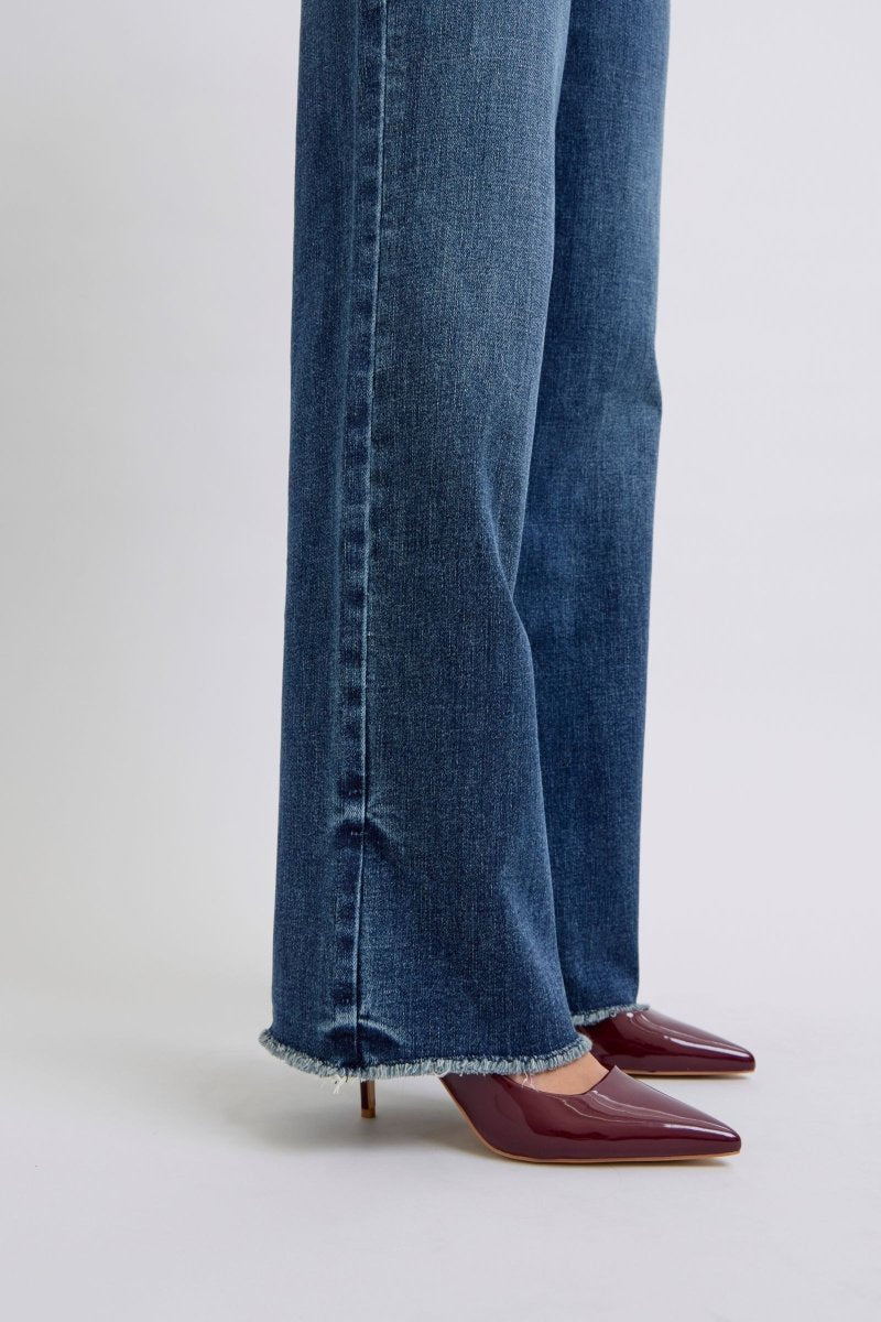 Judy Blue Full Size Raw Hem Mid Rise Jeans - S. M. & Co.