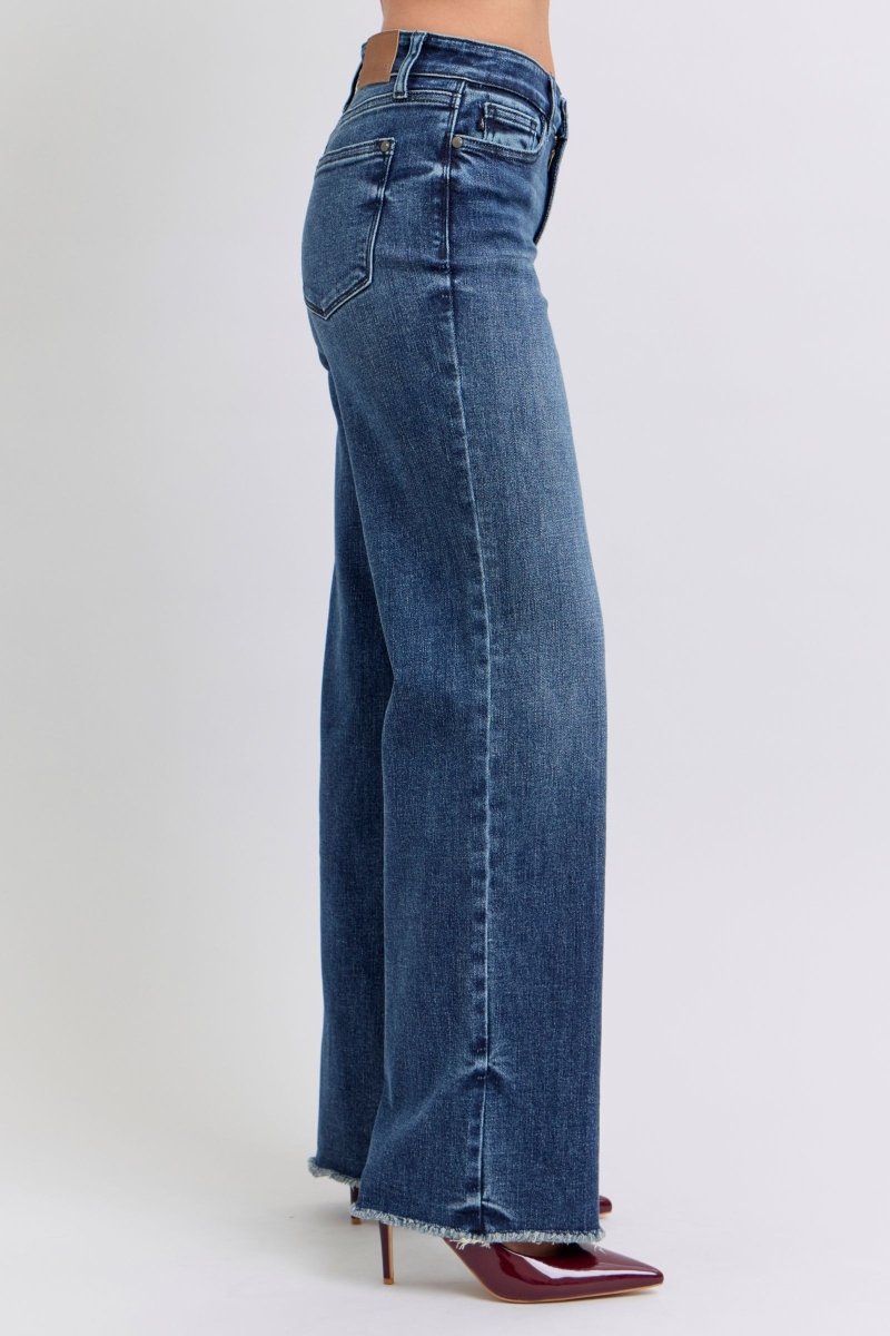 Judy Blue Full Size Raw Hem Mid Rise Jeans - S. M. & Co.