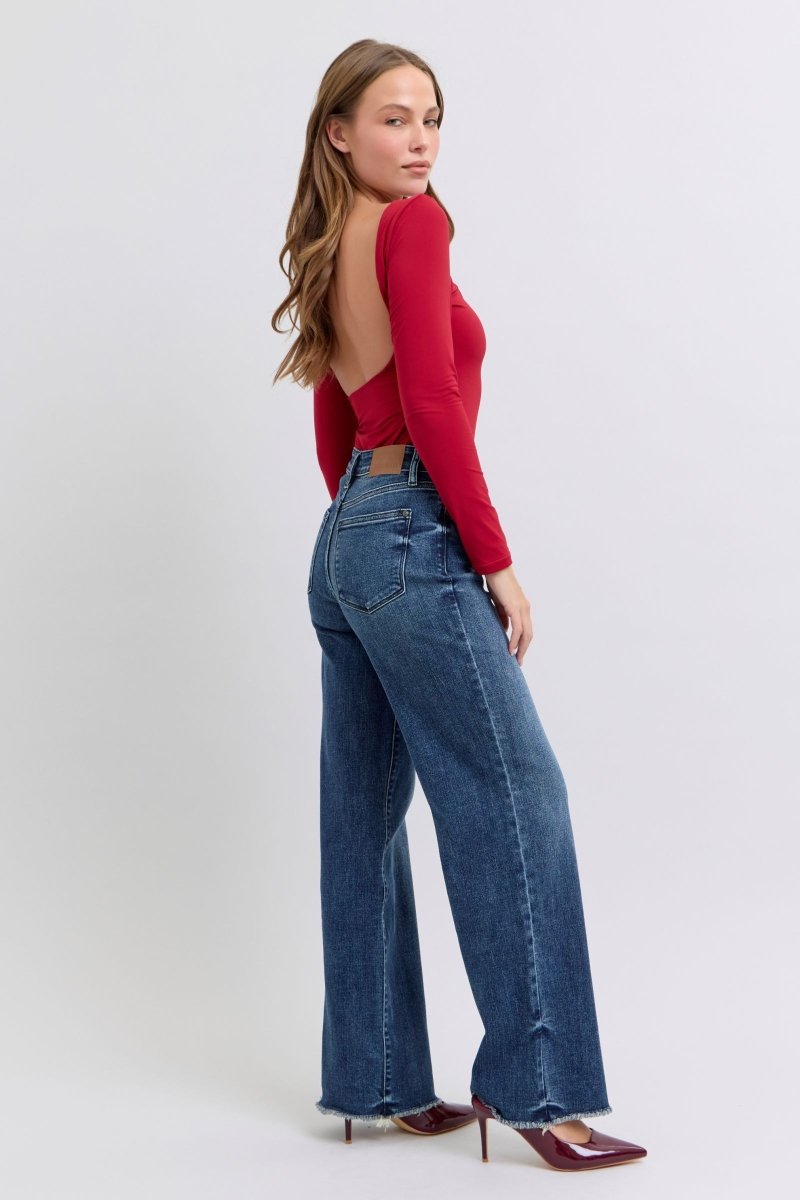 Judy Blue Full Size Raw Hem Mid Rise Jeans - S. M. & Co.