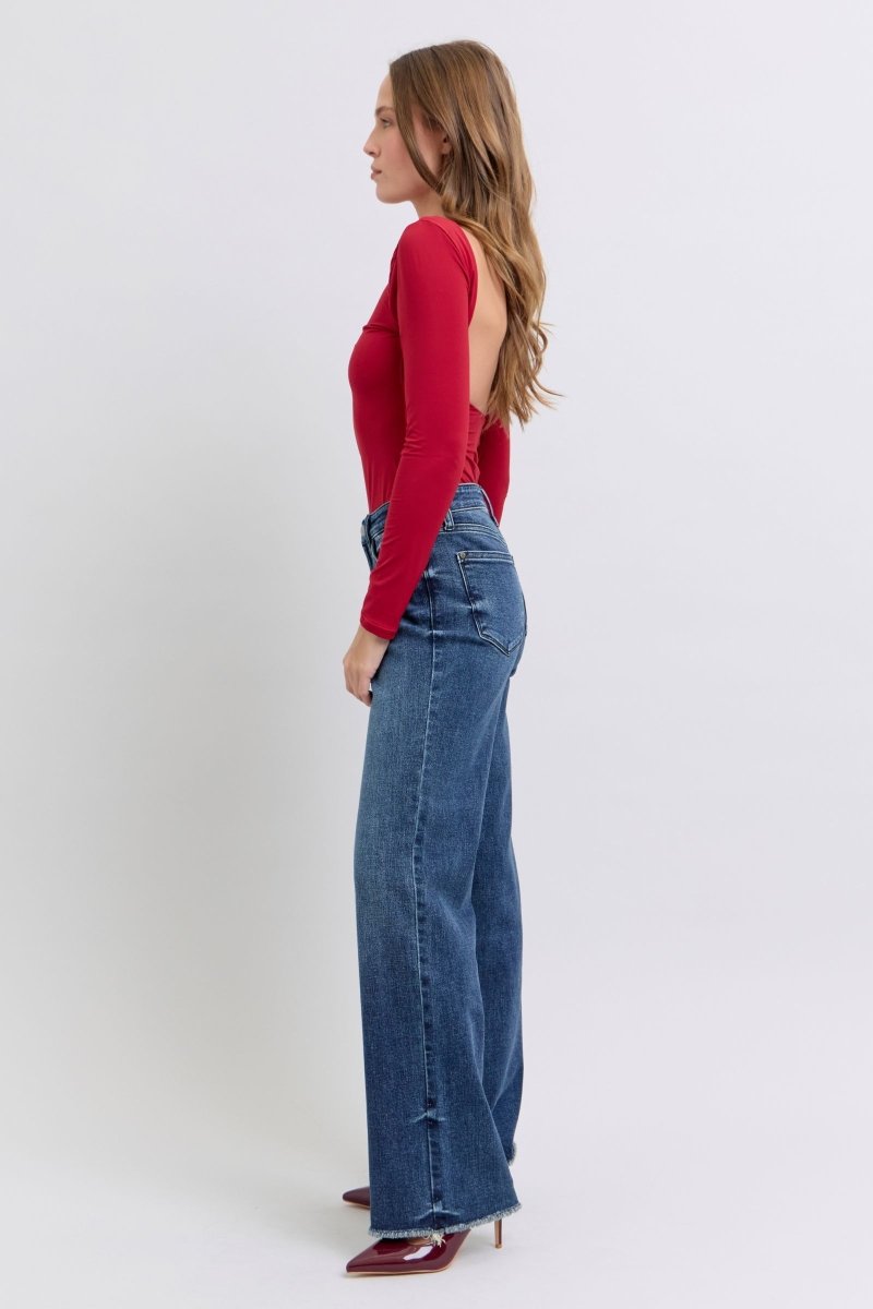 Judy Blue Full Size Raw Hem Mid Rise Jeans - S. M. & Co.