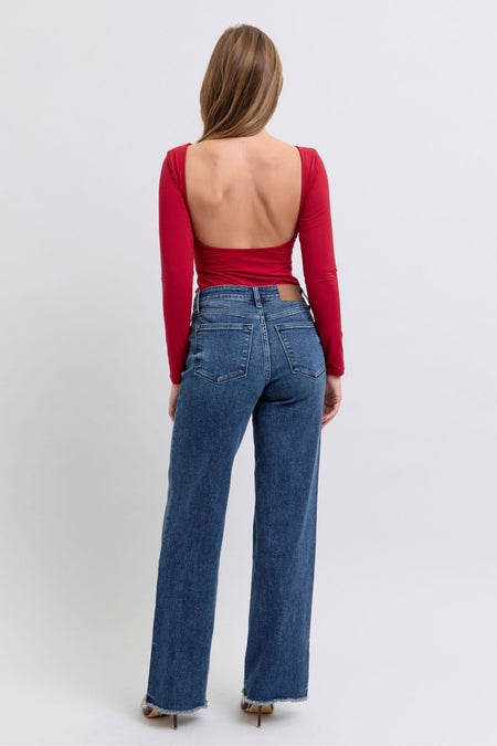 Judy Blue Full Size Raw Hem Mid Rise Jeans - S. M. & Co.