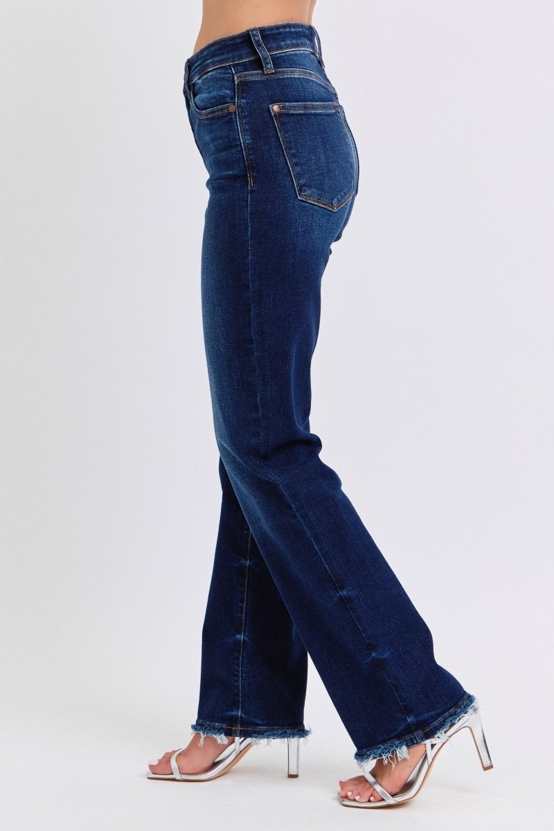 Judy Blue Full Size Raw Hem Straight Leg Jeans - S. M. & Co.