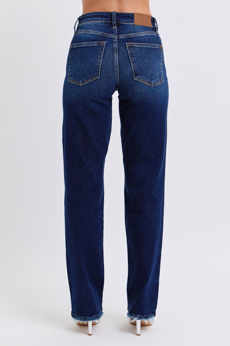 Judy Blue Full Size Raw Hem Straight Leg Jeans - S. M. & Co.