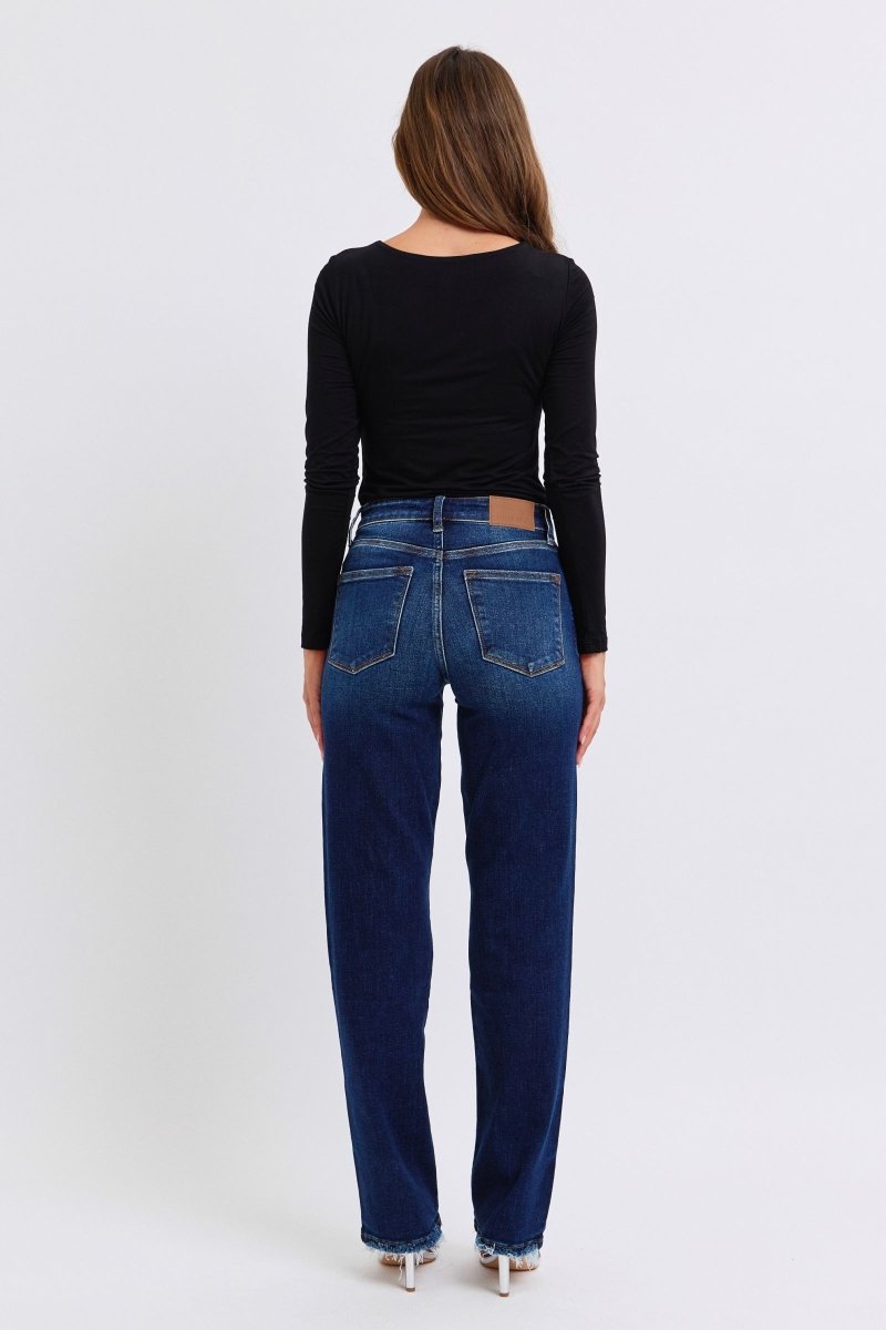 Judy Blue Full Size Raw Hem Straight Leg Jeans - S. M. & Co.