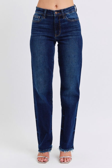 Judy Blue Full Size Raw Hem Straight Leg Jeans - S. M. & Co.