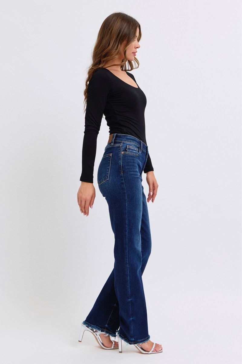 Judy Blue Full Size Raw Hem Straight Leg Jeans - S. M. & Co.