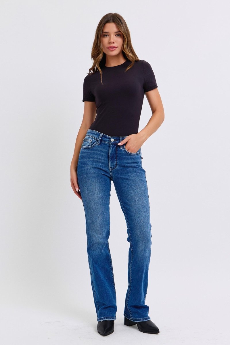 Judy Blue Full Size Run Mid - Rise Bootcut Jeans with Thermal Lining - S. M. & Co.