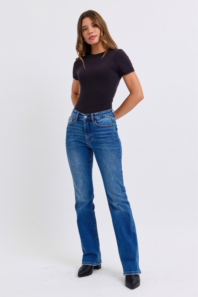 Judy Blue Full Size Run Mid - Rise Bootcut Jeans with Thermal Lining - S. M. & Co.