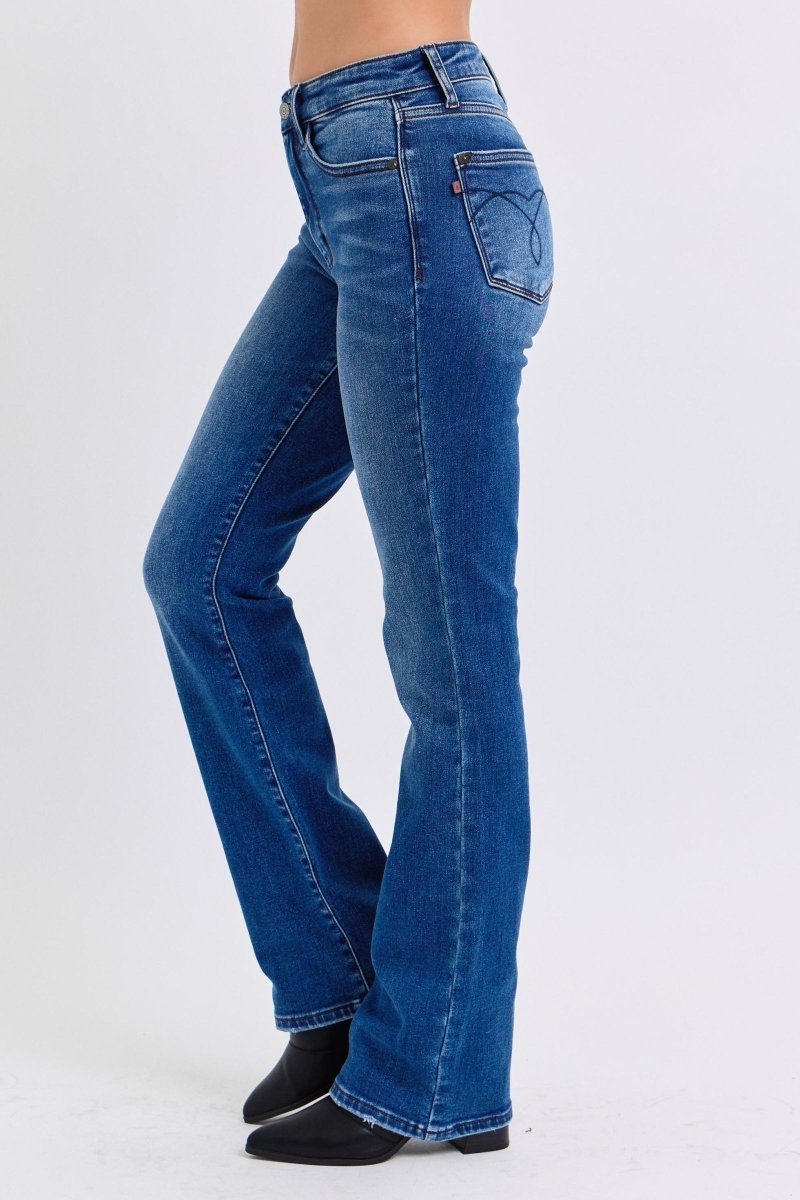 Judy Blue Full Size Run Mid - Rise Bootcut Jeans with Thermal Lining - S. M. & Co.