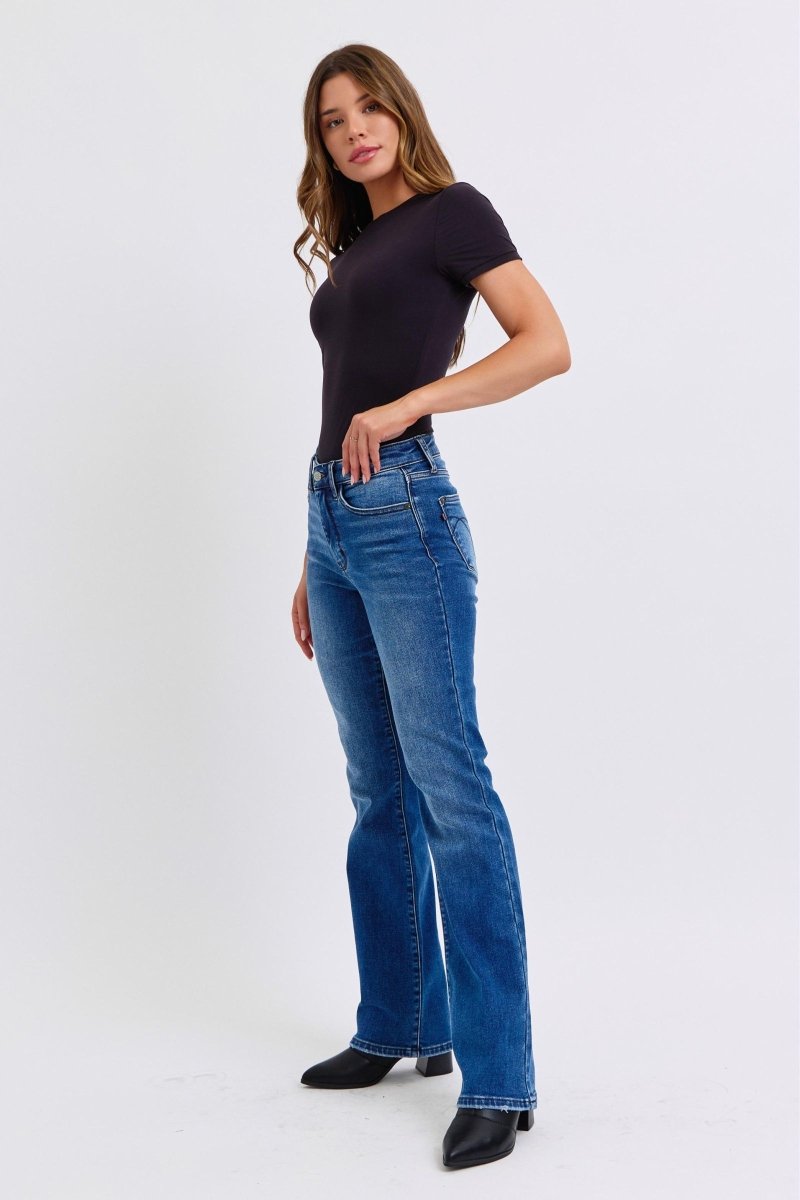 Judy Blue Full Size Run Mid - Rise Bootcut Jeans with Thermal Lining - S. M. & Co.