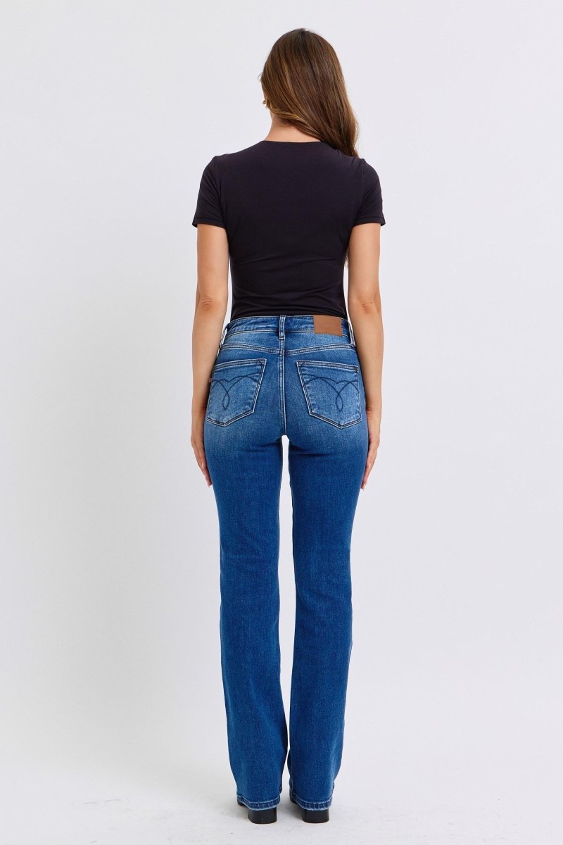 Judy Blue Full Size Run Mid - Rise Bootcut Jeans with Thermal Lining - S. M. & Co.