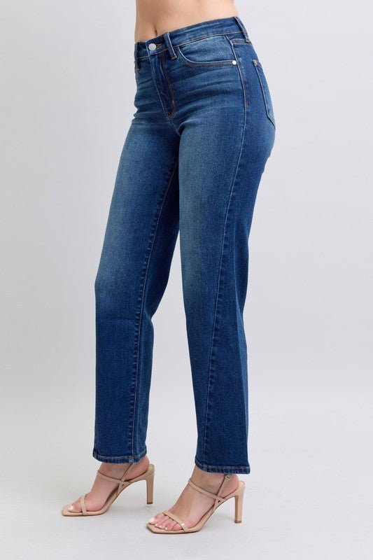 Judy Blue Full Size Side Seam Detail Straight Jeans with Pockets - S. M. & Co.