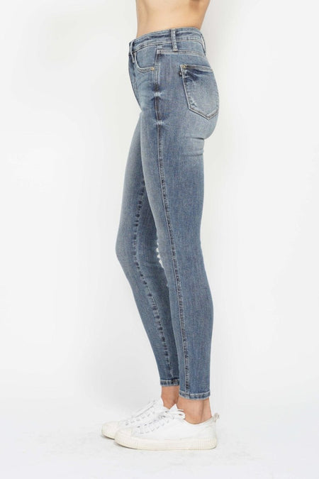 Judy Blue Full Size Tummy Control Contrast Wash Skinny Jeans - S. M. & Co.