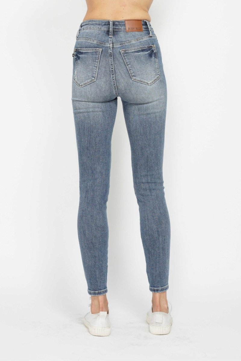 Judy Blue Full Size Tummy Control Contrast Wash Skinny Jeans - S. M. & Co.