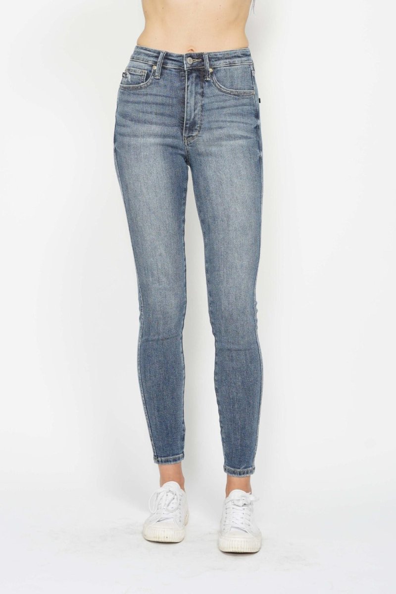 Judy Blue Full Size Tummy Control Contrast Wash Skinny Jeans - S. M. & Co.