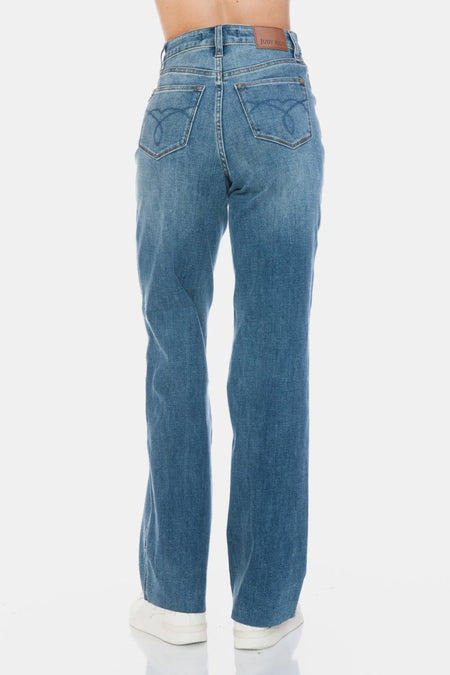 Judy Blue Full Size Tummy Control Cut Raw Hem Straight Jeans - S. M. & Co.