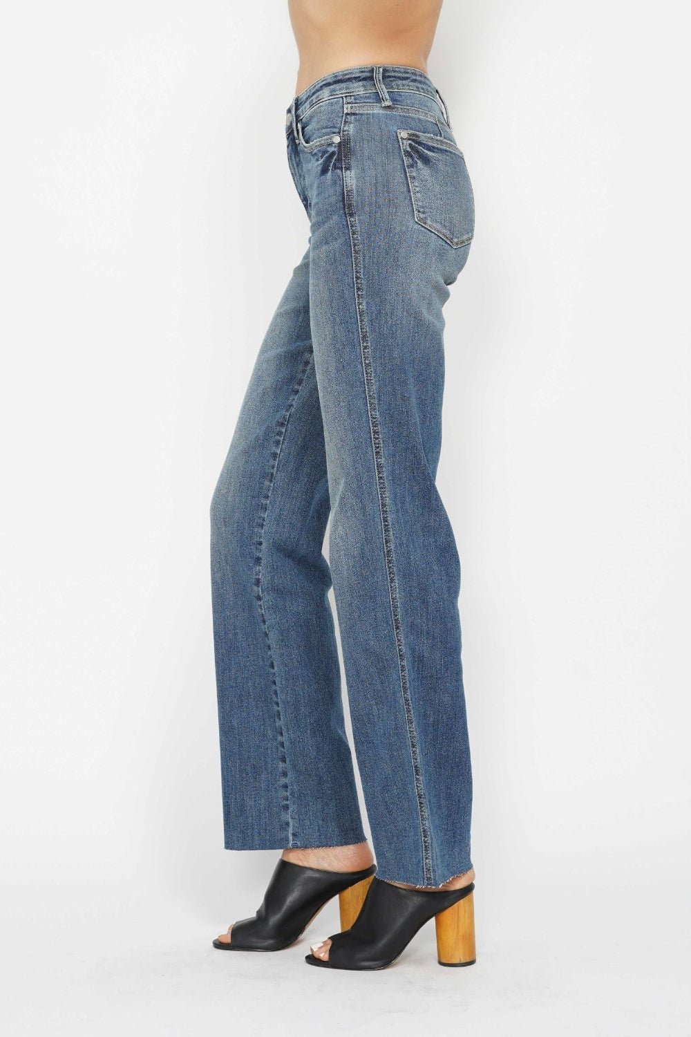 Judy Blue Full Size Tummy Control Straight Jeans - S. M. & Co. Straight Leg Jeans