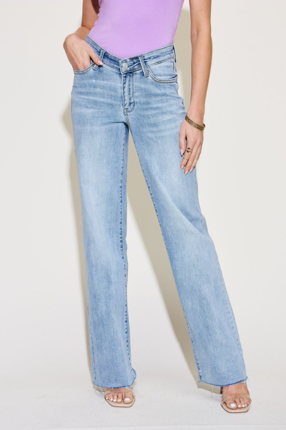 Judy Blue Full Size V Front Waistband Straight Jeans - S. M. & Co.