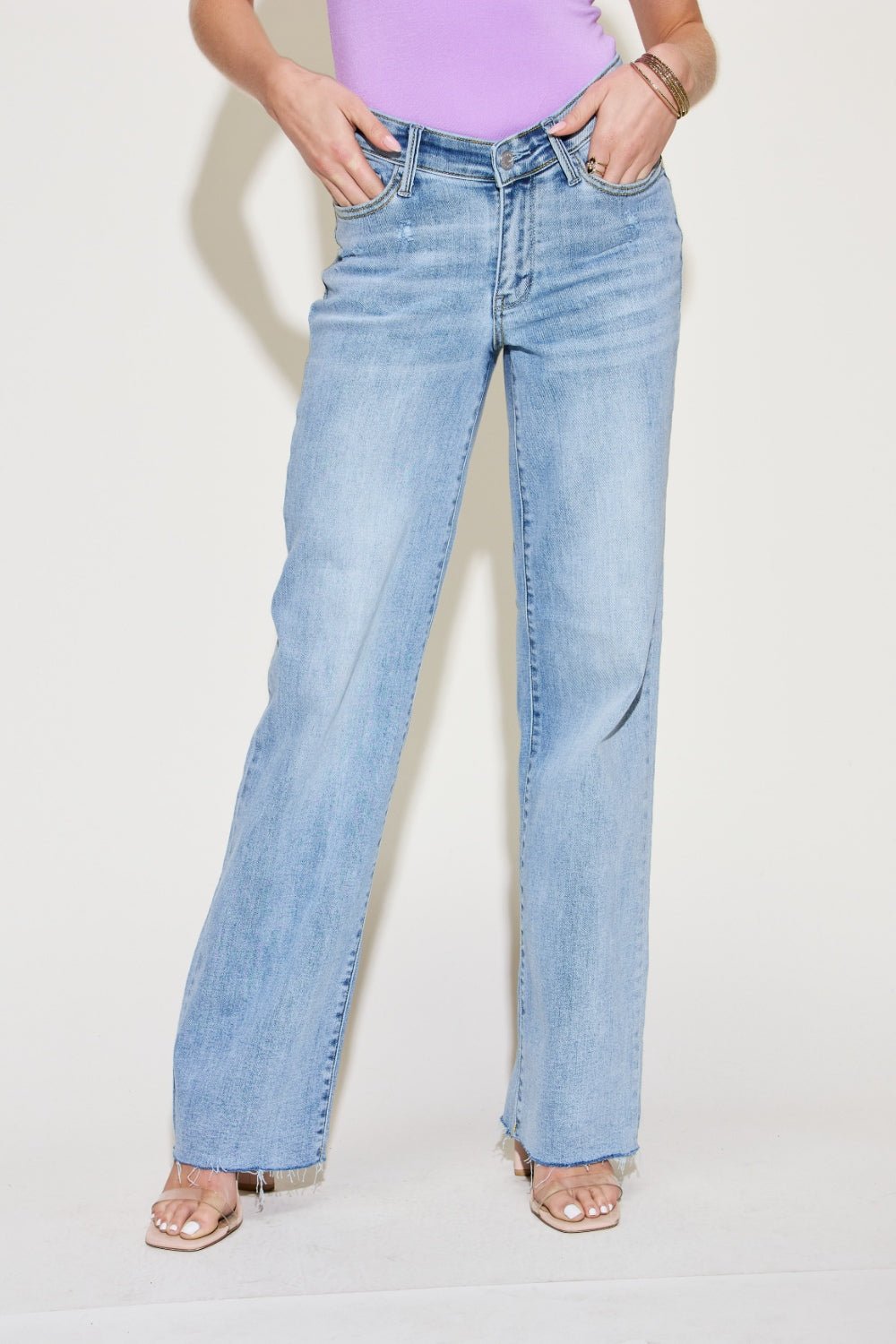 Judy Blue Full Size V Front Waistband Straight Jeans - S. M. & Co.