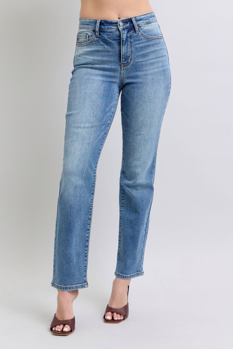 Judy Blue Full Size Wash Thermal Straight Jeans with Pockets - S. M. & Co.