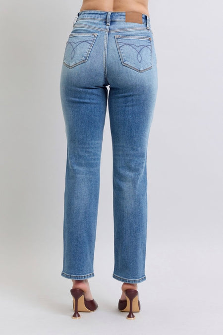 Judy Blue Full Size Wash Thermal Straight Jeans with Pockets - S. M. & Co.